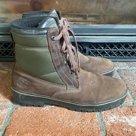 Timberland Brown/Green Spruce Mountain Lined WP Boots Primaloft Work SZ 11.5 - Picture 2 of 7